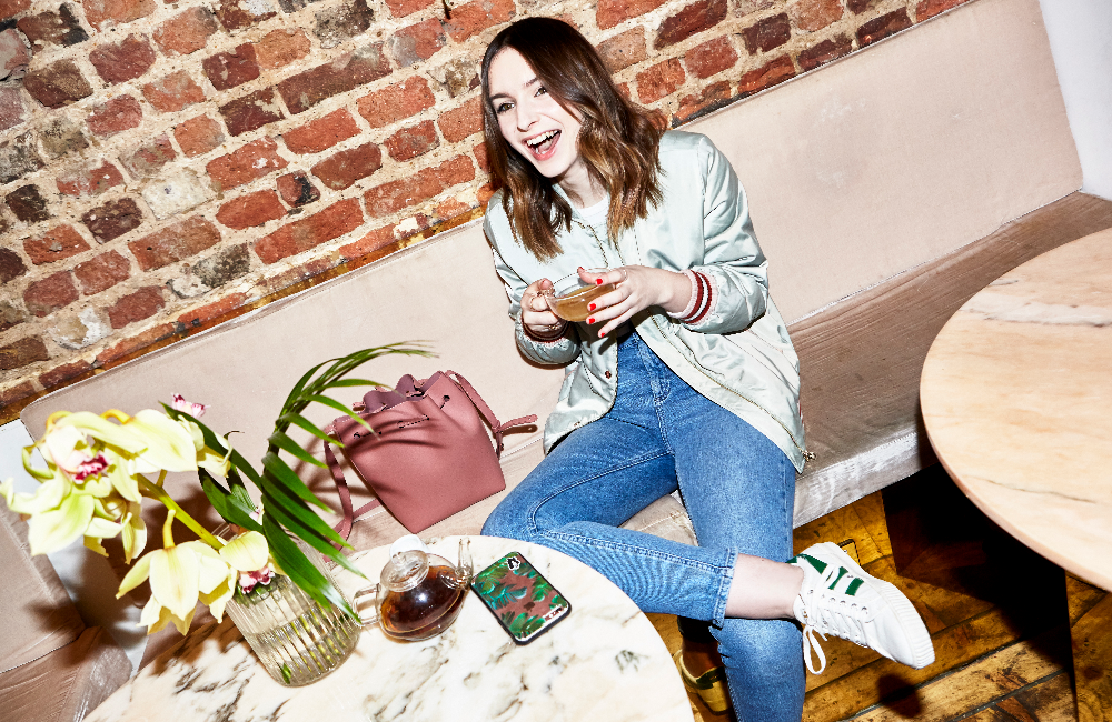 Olivia Sitting Wearing Gola Classics Women's Tennis Trainers