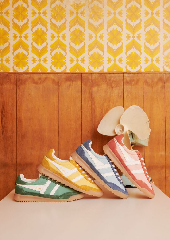 A collection of coloured Gola Viper Trainers - stacked